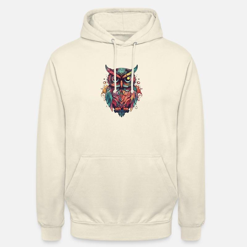 Sitzende Eule bunt Uhu - Unisex Hoodie - Vanille-Milchshake