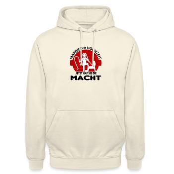 Jetzt hat sie die Macht Hochzeit Married Peitsche - Unisex Hoodie - Vanille-Milchshake - Vorne - Alina (178cm) & Michal (187cm)