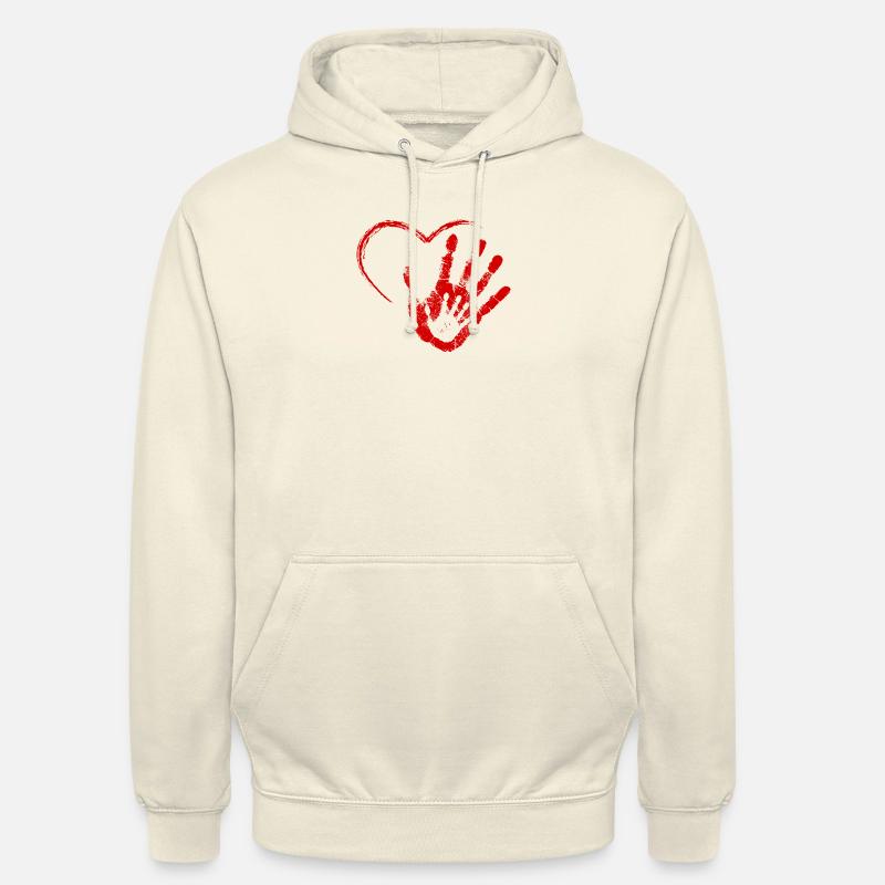 MAIN DANS LA MAIN ROUGE - Sweat-shirt à capuche unisexe - vanille