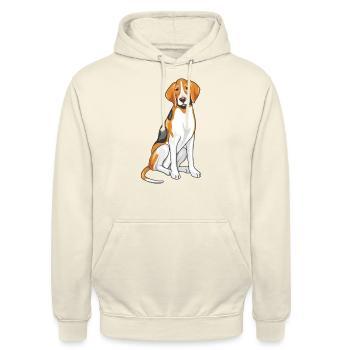 Sitzender Foxhound - Unisex Hoodie - Vanille-Milchshake - Vorne - Alina (178cm) & Michal (187cm)