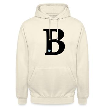 Buchstabe B Anfangsbuchstabe - Unisex Hoodie - Vanille-Milchshake - Vorne - Alina (178cm) & Michal (187cm)