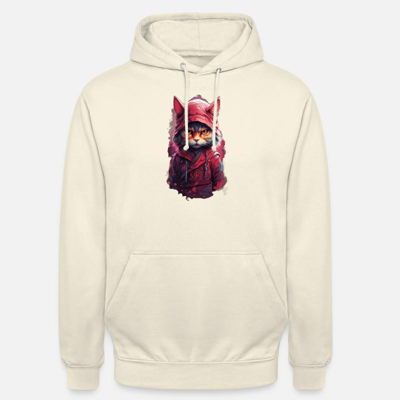 Chat Ninja - Sweat-shirt à capuche unisexe - vanille