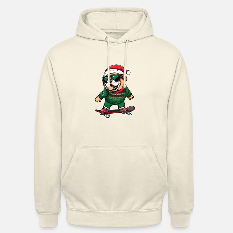 Bouledogue chien Noël drôle - Sweat-shirt à capuche unisexe - vanille