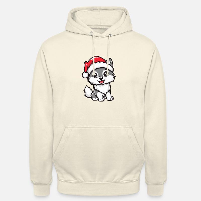 Loup Noël Mignon - Sweat-shirt à capuche unisexe - vanille
