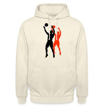 Volleyball Spieler Silhouette - Unisex Hoodie - Vanille-Milchshake - Vorne - Alina (178cm) & Michal (187cm)