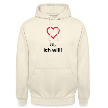 Ja ich will - Unisex Hoodie - Vanille-Milchshake - Vorne - Alina (178cm) & Michal (187cm)