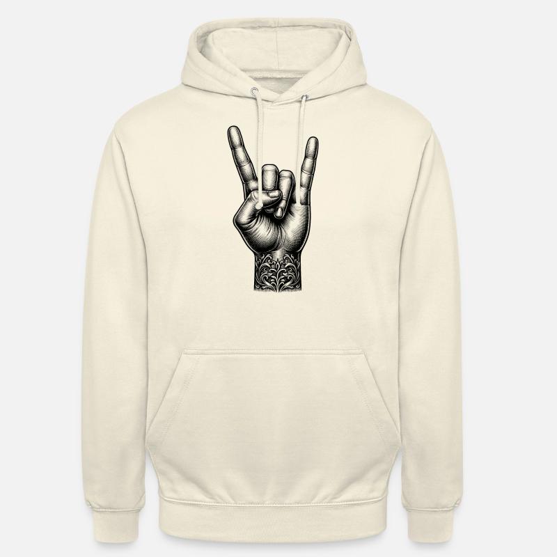 Rock on Hand with Devils Horns - Unisex Hoodie - vanilla