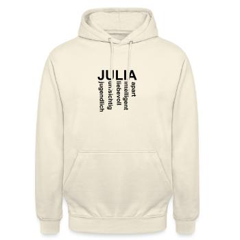 Julia - Ein ganz spezielles Design nur für Julia - Unisex Hoodie - Vanille-Milchshake - Vorne - Alina (178cm) & Michal (187cm)