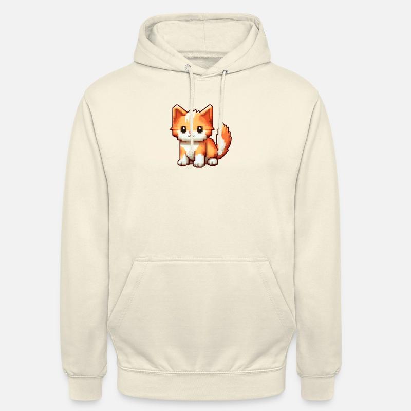 Chat Pixel - Sweat-shirt à capuche unisexe - vanille