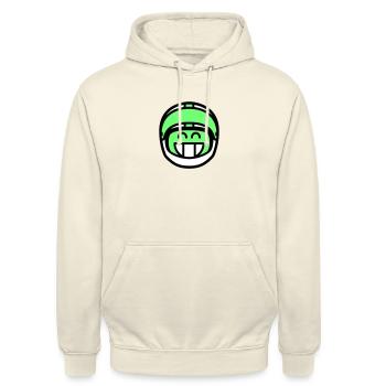 Émoticône Grin avec casque de moto (les couleurs peuvent être changées) - Sweat-shirt à capuche unisexe - vanille - Devant - Alina (178cm) & Michal (187cm)