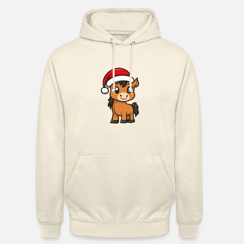 Cheval Noël Mignon - Sweat-shirt à capuche unisexe - vanille