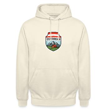 Österreich Traumland mit den Alpen - Unisex Hoodie - Vanille-Milchshake - Vorne - Alina (178cm) & Michal (187cm)