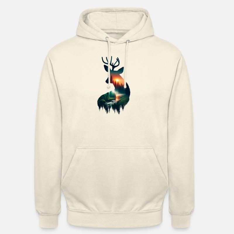 Cerf à double exposition - Sweat-shirt à capuche unisexe - vanille