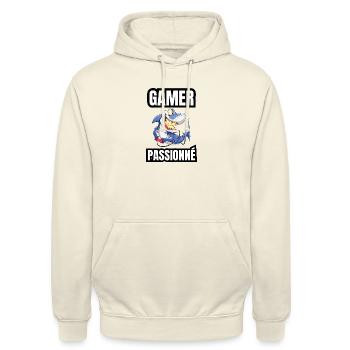 gamer passionné - Sweat-shirt à capuche unisexe - vanille - Devant - Alina (178cm) & Michal (187cm)