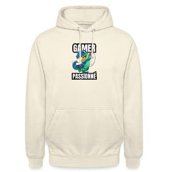 gamer passionné - Sweat-shirt à capuche unisexe - vanille - Devant - Alina (178cm) & Michal (187cm)
