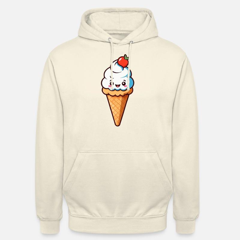 Cône crème Eis de dessin animé mignon avec un visage souriant - Sweat-shirt à capuche unisexe - vanille