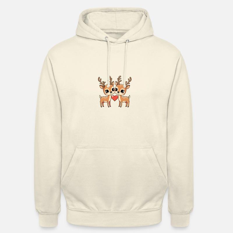 Couple de cerfs Saint-Valentin - Sweat-shirt à capuche unisexe - vanille