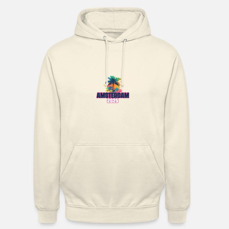 Palmiers de vacances d’Amsterdam 2025 - Sweat-shirt à capuche unisexe - vanille