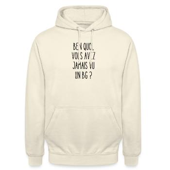 vous avez jamais vu un bg - Sweat-shirt à capuche unisexe - vanille - Devant - Alina (178cm) & Michal (187cm)