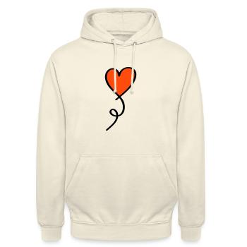 Herz am Faden zweifarbig - Unisex Hoodie - Vanille-Milchshake - Vorne - Alina (178cm) & Michal (187cm)