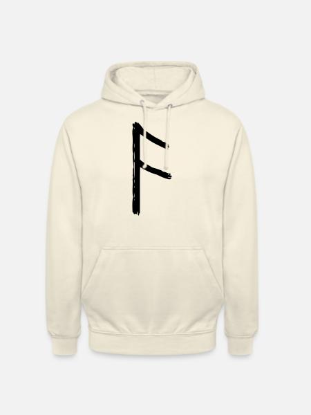 viking black ansuz rune symbol - Unisex Hoodie - vanilla