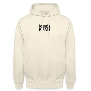 JE SUIS BEAU - Sweat-shirt à capuche unisexe - vanille - Devant - Alina (178cm) & Michal (187cm)