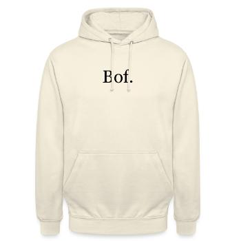"Bof." T-Shirt – minimalistischer französischer Humor - Unisex Hoodie - Vanille-Milchshake - Vorne - Alina (178cm) & Michal (187cm)