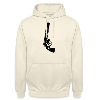 Waffe Pistole - Unisex Hoodie - Vanille-Milchshake - Vorne - Alina (178cm) & Michal (187cm)