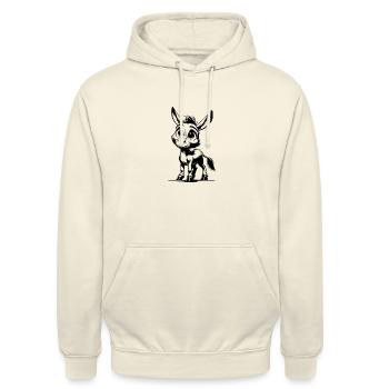 Mignon petit âne dessin au crayon - Sweat-shirt à capuche unisexe - vanille - Devant - Alina (178cm) & Michal (187cm)