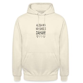 Außa mia nix siaßes daham - Unisex Hoodie - Vanille-Milchshake - Vorne - Alina (178cm) & Michal (187cm)