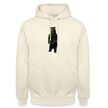 Stehender Bär - Unisex Hoodie - Vanille-Milchshake - Vorne - Alina (178cm) & Michal (187cm)