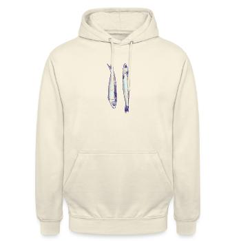 Deux sardines - Sweat-shirt à capuche unisexe - vanille - Devant - Alina (178cm) & Michal (187cm)
