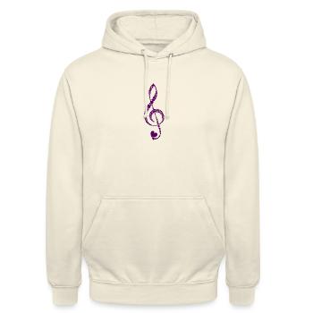 Notenschlüssel Herzen lila - Unisex Hoodie - Vanille-Milchshake - Vorne - Alina (178cm) & Michal (187cm)
