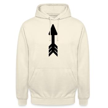 pfeil kurz dunkel - Unisex Hoodie - Vanille-Milchshake - Vorne - Alina (178cm) & Michal (187cm)