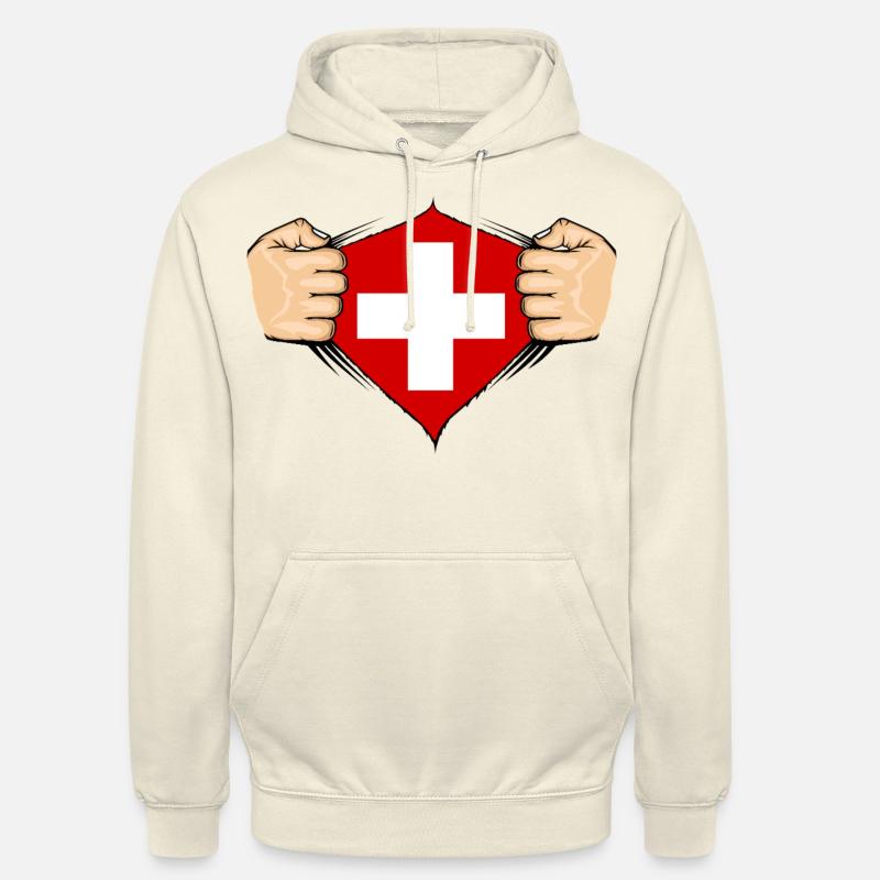 Conception du drapeau suisse - Sweat-shirt à capuche unisexe - vanille