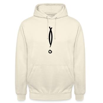 Dekoratives Ausrufezeichen. Handgezeichnet. - Unisex Hoodie - Vanille-Milchshake - Vorne - Alina (178cm) & Michal (187cm)