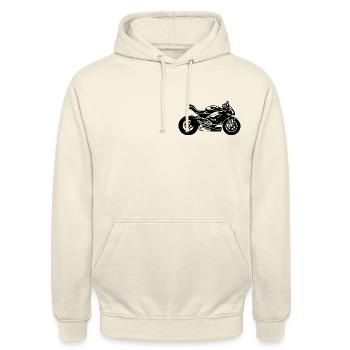 Motocykl - Bluza z kapturem typu unisex - shake waniliowy - Przód - Alina (178cm) & Michal (187cm)