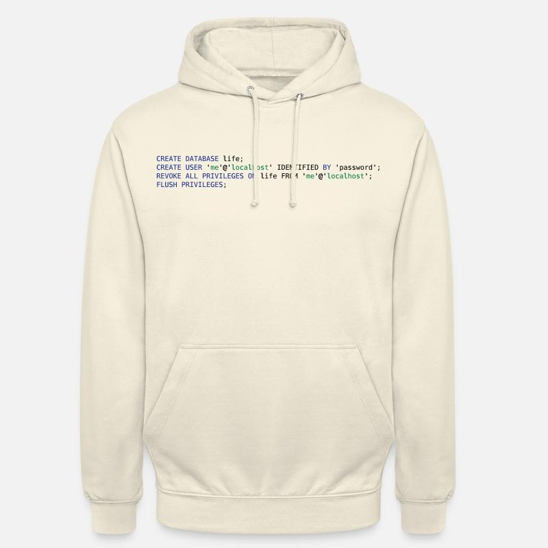 SQL PSEUDO - DATABASE LIFE WITHOUT PERMISSIONS Sweat-shirt à capuche unisexe