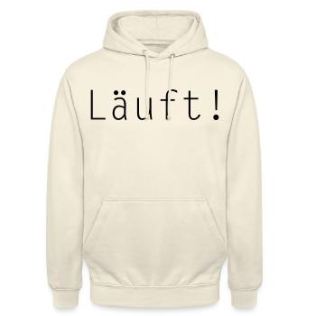 Läuft! Positives denken - Unisex Hoodie - Vanille-Milchshake - Vorne - Alina (178cm) & Michal (187cm)