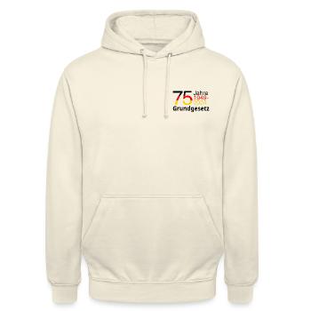 75 Jahre Grundgesetz - Unisex Hoodie - Vanille-Milchshake - Vorne - Alina (178cm) & Michal (187cm)