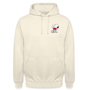 Peanuts Snoopy mit Herz - Unisex Hoodie - Vanille-Milchshake - Vorne - Alina (178cm) & Michal (187cm)