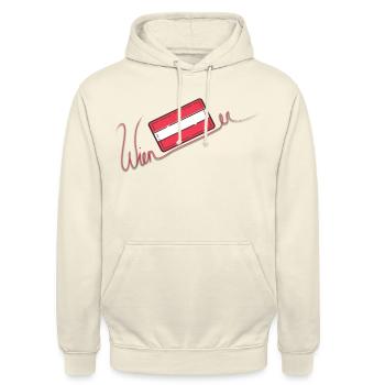 Lettrage viennois avec drapeau autrichien - Sweat-shirt à capuche unisexe - vanille - Devant - Alina (178cm) & Michal (187cm)