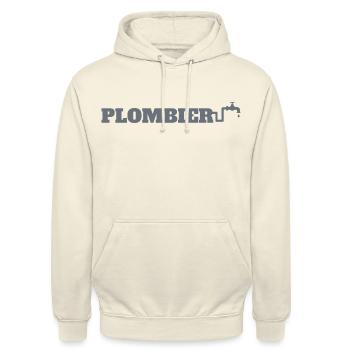 Logo Plombier - Sweat-shirt à capuche unisexe - vanille - Devant - Alina (178cm) & Michal (187cm)