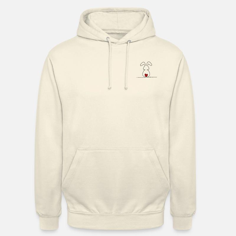 Lapin à une ligne avec queue rouge - Sweat-shirt à capuche unisexe - vanille