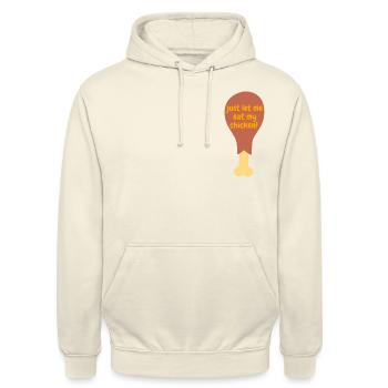 just let me eat my chicken - Unisex Hoodie - Vanille-Milchshake - Vorne - Alina (178cm) & Michal (187cm)