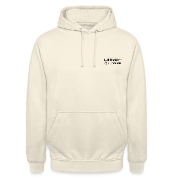 Liebevoll, lieber voll - Unisex Hoodie - Vanille-Milchshake - Vorne - Alina (178cm) & Michal (187cm)