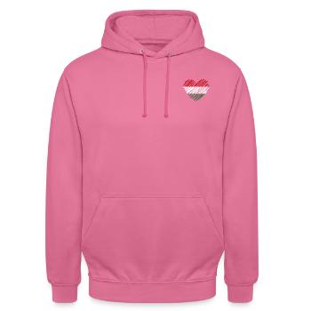 Drapeau du cœur de la Hongrie - Sweat-shirt à capuche unisexe - rose - Devant - Alina (178cm) & Michal (187cm)