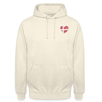 Graphique du drapeau du coeur du Danemark - Sweat-shirt à capuche unisexe - vanille - Devant - Alina (178cm) & Michal (187cm)