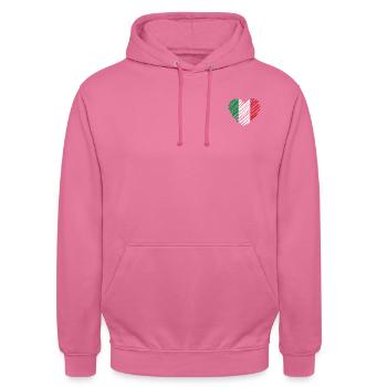 Drapeau de l’Italie en forme de cœur - Sweat-shirt à capuche unisexe - rose - Devant - Alina (178cm) & Michal (187cm)