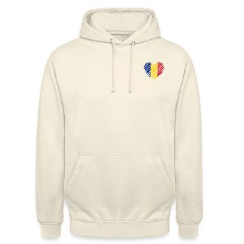 Coeur drapeau de la Roumanie - I Love Romania Design - Sweat-shirt à capuche unisexe - vanille - Devant - Alina (178cm) & Michal (187cm)
